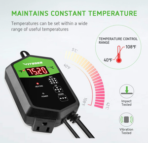 VIVOSUN Digital Heat Mat Thermostat Temperature Controller 40–108 ºF For Seedlings, Germination