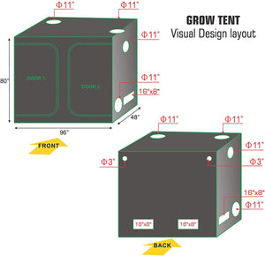 ECO Farm 8*4FT (96*48*80 Inch/ 245*120*200 CM) Tent Hydroponics Indoor Dark Room Greenhouse Grow Tent