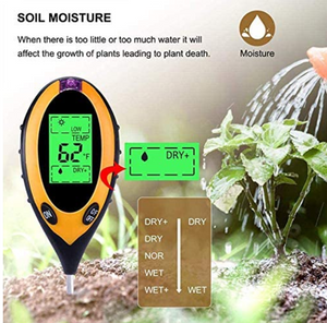 ECO Farm 4-in-1 Soil PH Tester Soil Moisture Sensor LCD Display For Household