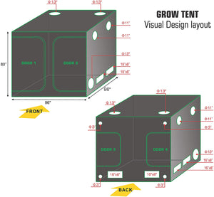 Eco Farm 8*8FT (96*96*80 Inch/ 240*240*200 CM) Reflective Mylar Indoor Hydroponic Grow Tent
