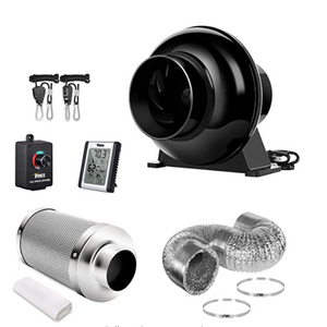 iPower 4 Inch 195 CFM Inline Fan Carbon Filter 8 Feet Ducting