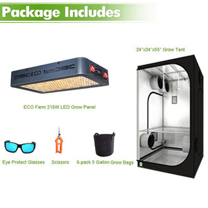 ECO Farm 3'x3' Essential Grow Tent Kit - 216W SMD Chips LED Grow Panel