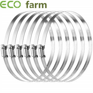 ECO Farm 6 Inch Hose 304 Stainless Steel Duct Clamps Worm Gear Adjustable 141mm-165mm Hose Clamp
