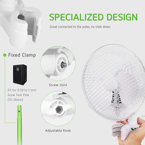 VIVOSUN 6 Inch Clip on Oscillating Fan Fit for 0.59 to 1 Inch Grow Tent With 2 Speed Control