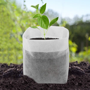 ECO Farm 100pcs Degradable Non-Woven Plant Seedling Bags Fabric Pots for Seedling