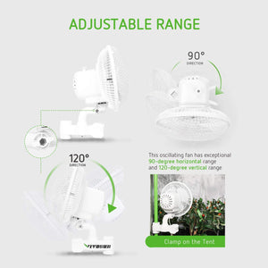 VIVOSUN 6 Inch Clip on Oscillating Fan Fit for 0.59 to 1 Inch Grow Tent With 2 Speed Control