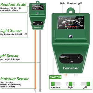 ECO Farm Three in One Soil PH Test Instrument Light PH Hygrometer Tensiometer