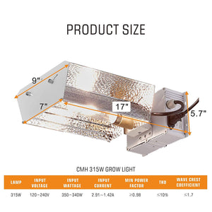 ECO Farm CMH 315W Angle Adjustable Single Ended Grow Light Fixture Reflector- E-star Kit