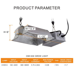 ECO Farm CMH 630W Single Ended Grow Light Fixture Enclosed Kit