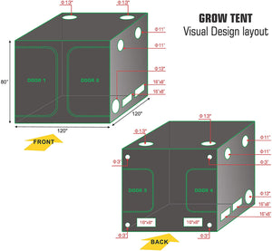 ECO Farm 10*10 FT (120*120 Inch/ 300*300 CM) Grow Tent For Seedlings Cuttings And Flowering