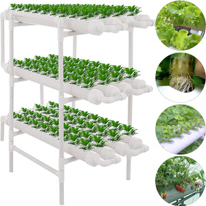 ECO Farm Soilless Cultivation Planting Rack 3 Layer 12 Pipes 108 Plant Sites Hydroponic Growing System Kit