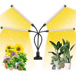 ECO Farm 80W LED Grow Light Four Head Timing 5 Dimmable Level for Indoor Plant Full Spectrum with Adjustable Gooseneck