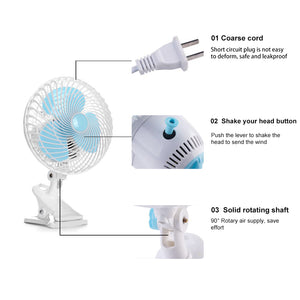 ECO Farm 6 Inch Mini Electric Clip Fan Oscillating Clip 3 Speed Control Fan For Grow Tent