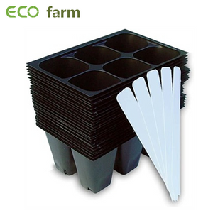 ECO Farm 144 Cells Seedling Starter Trays 24 Trays 6-Cells Per Tray Plus With 5 Plant Labels Set