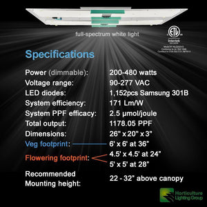 Horticulture LED Grow Light High Efficiency HLG-550 V2 Quantum Board