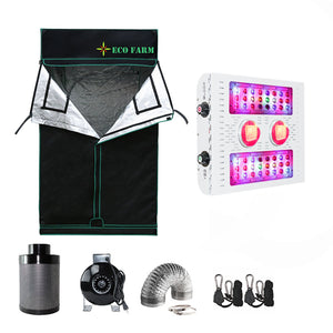 Eco Farm X4 Series 3*3FT (36*36 Inch/ 90*90 CM) Portable Hydroponics Grow Tent Kit For 2 Plants Indoor Gardening